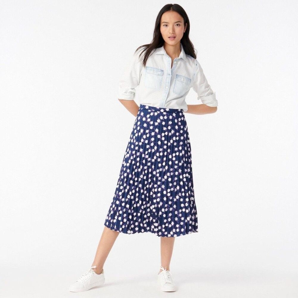 J Crew Pleated midi skirt in scattered peony print Size 10